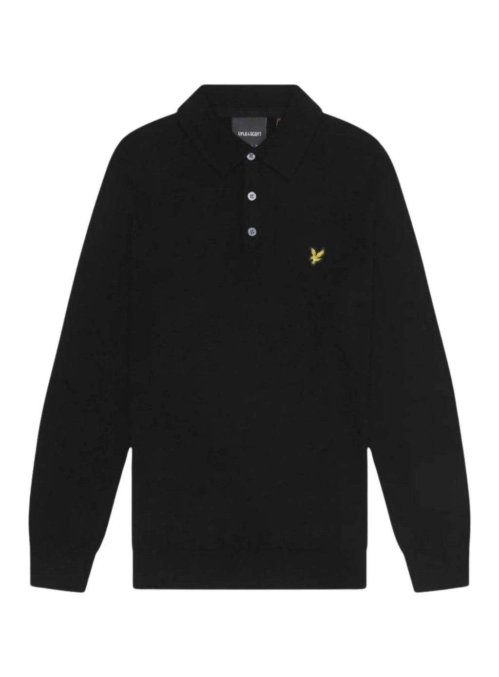 LYLE & SCOTT Cotton Merino Long Sleeve Knitted Polo Jet Black