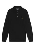 LYLE & SCOTT Cotton Merino Long Sleeve Knitted Polo Jet Black