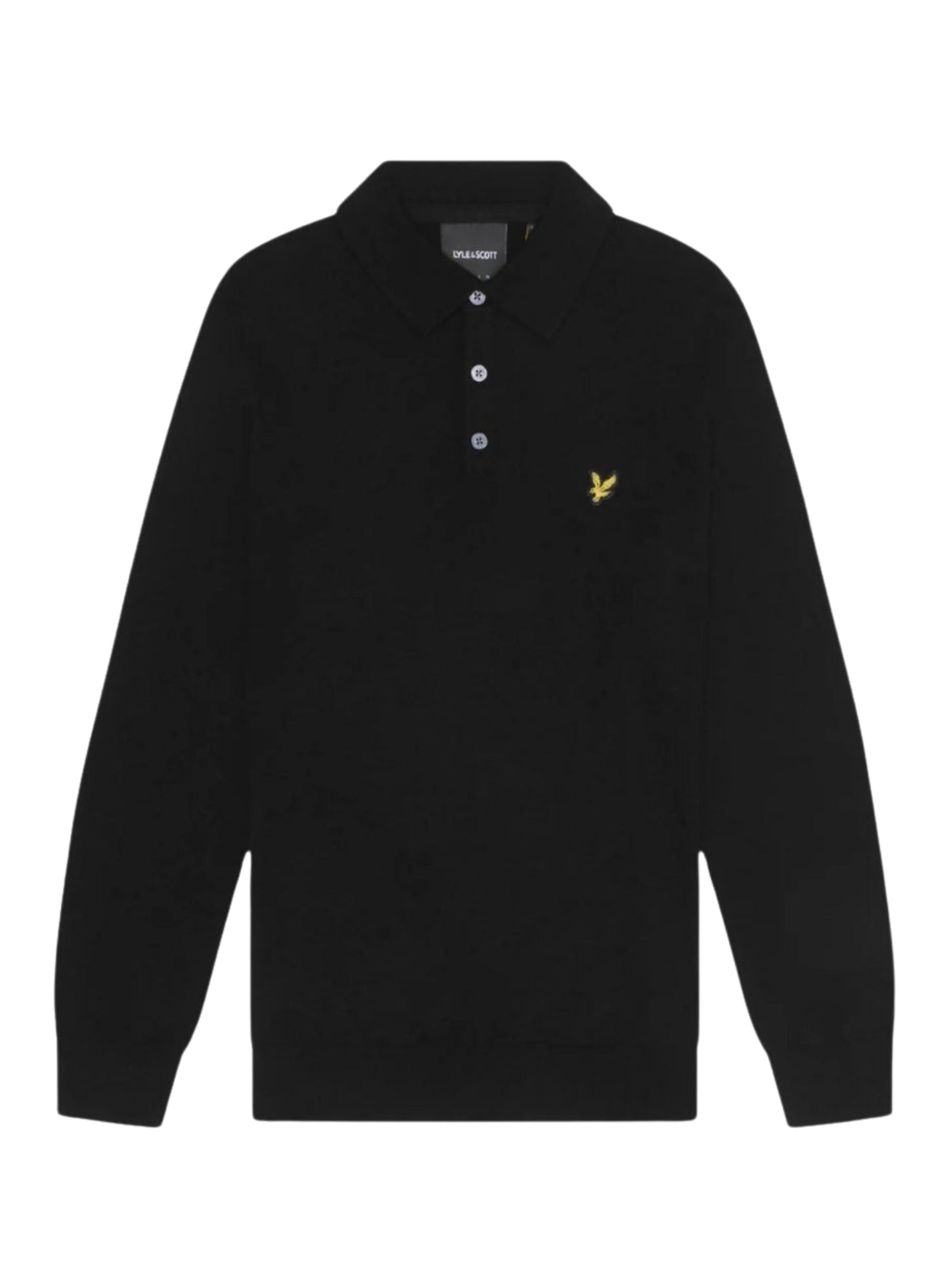 LYLE & SCOTT Cotton Merino Long Sleeve Knitted Polo Jet Black