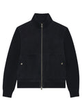BOSS H-Maparo Suede Jacket With Cotton-Blend Sleeves Dark Blue