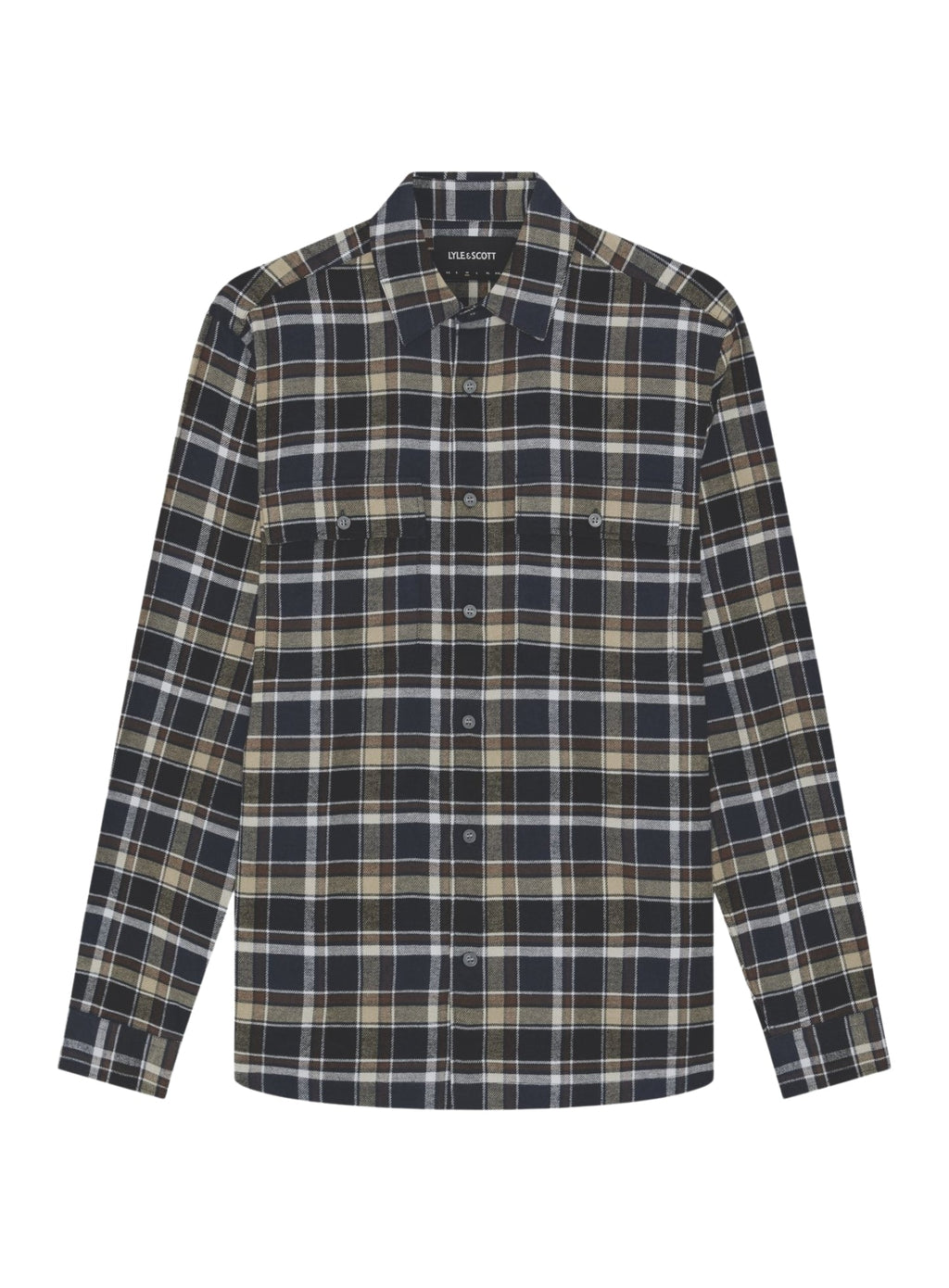 LYLE & SCOTT Brushed Cotton Check Shirt Jet Black/ Limestone