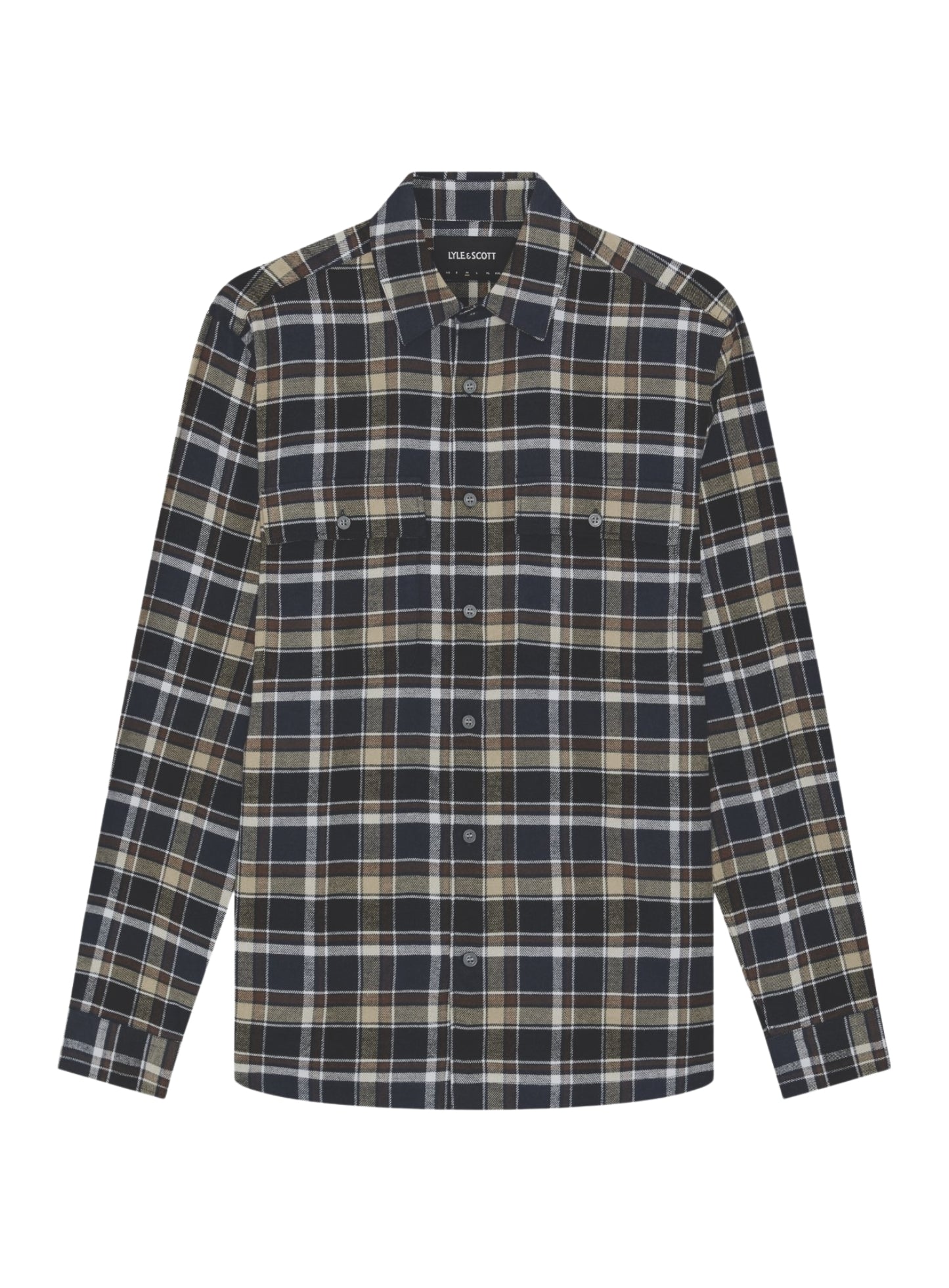 LYLE & SCOTT Brushed Cotton Check Shirt Jet Black/ Limestone