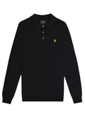 LYLE & SCOTT Cotton Merino Long Sleeve Knitted Polo Dark Navy