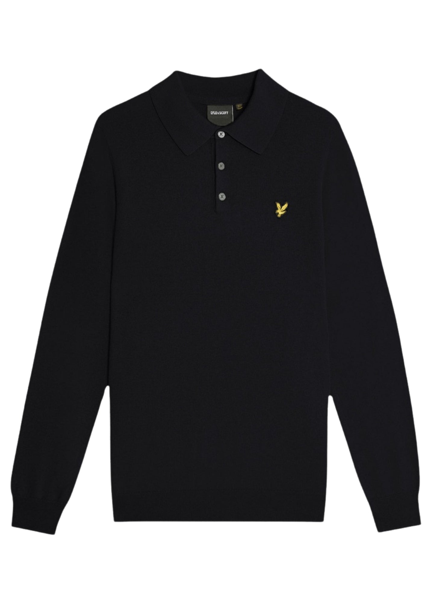 LYLE & SCOTT Cotton Merino Long Sleeve Knitted Polo Dark Navy