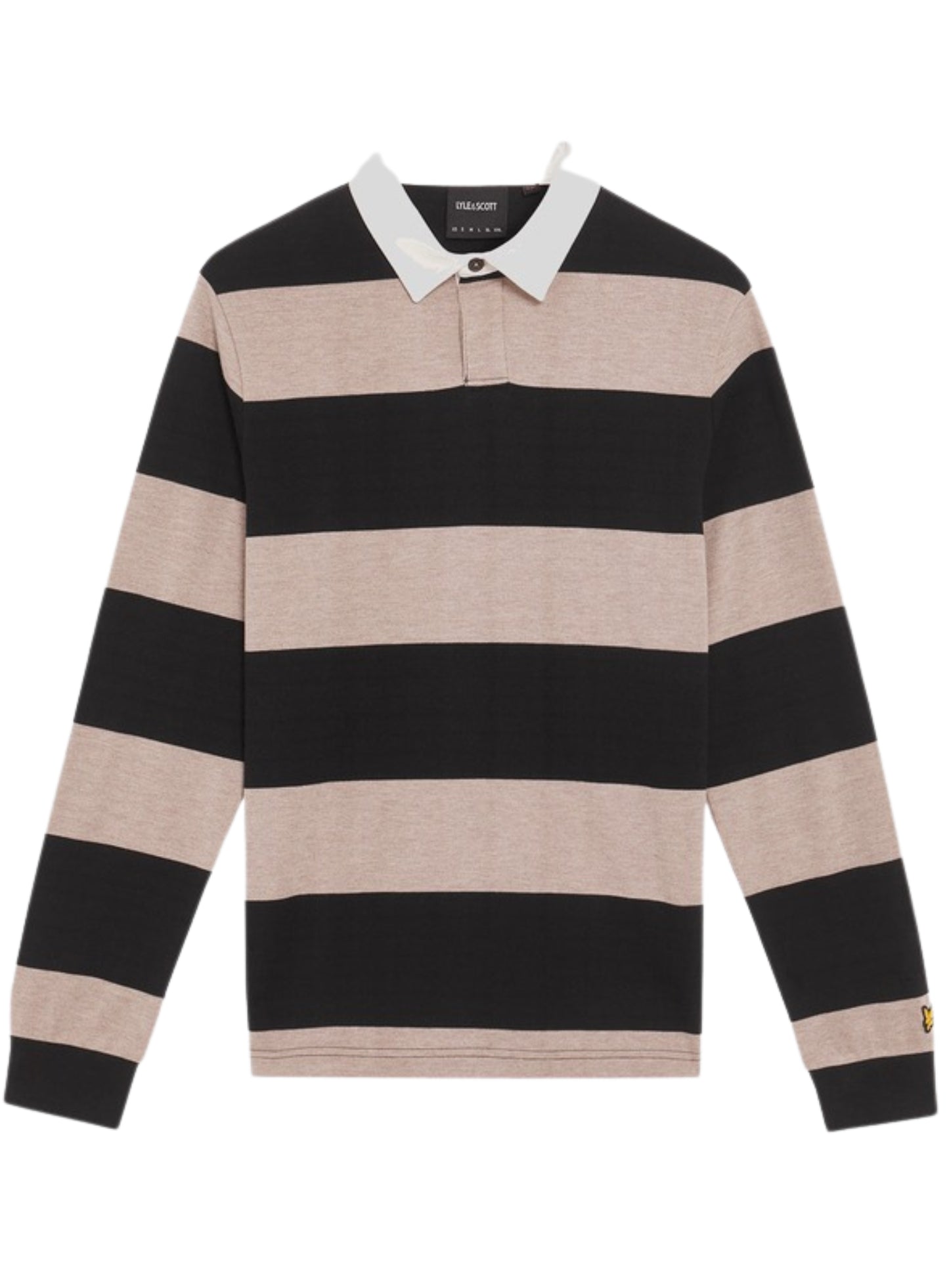 LYLE & SCOTT Striped Rugby Polo Shirt Jet Black/ White Heather