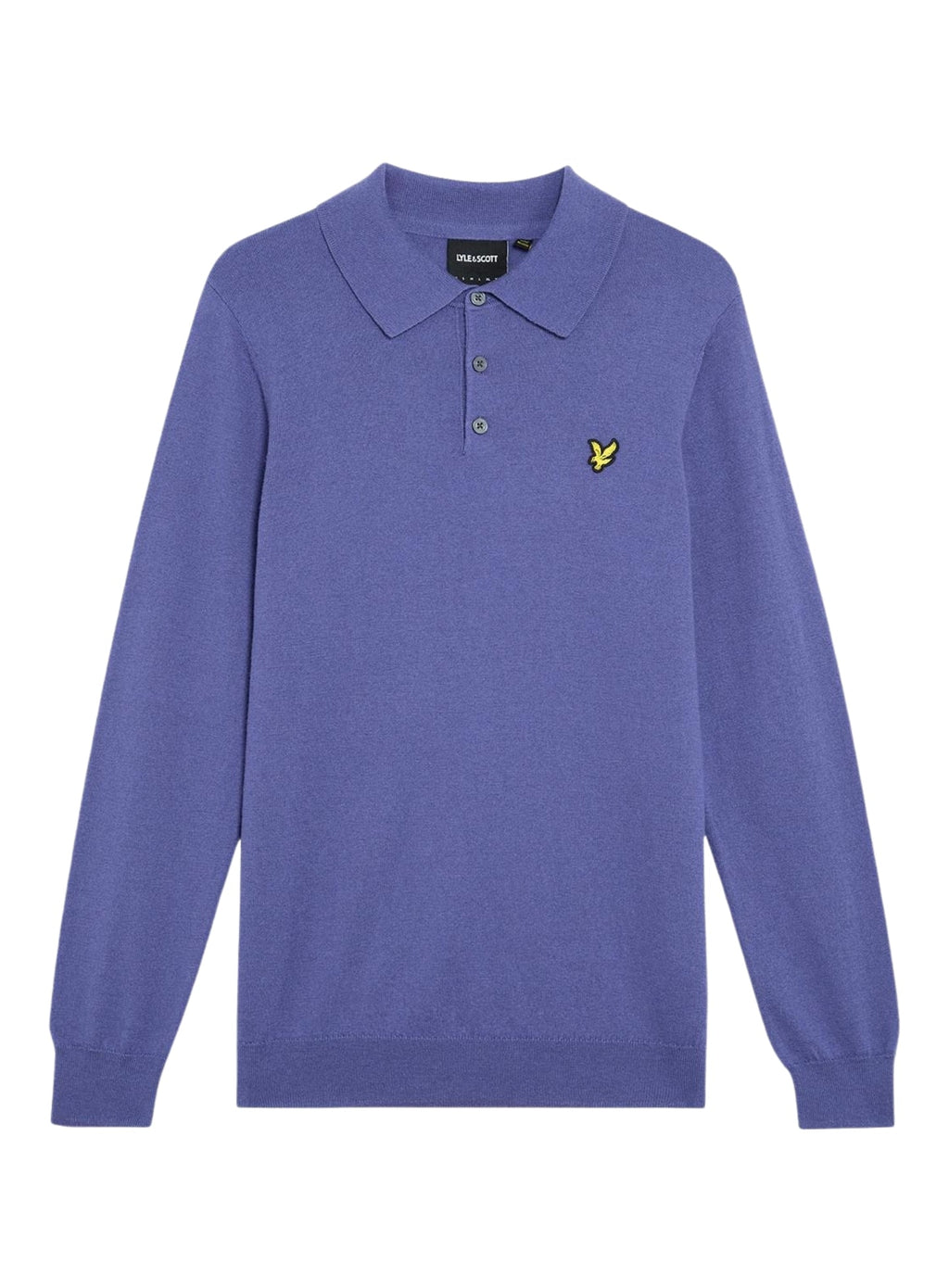 LYLE & SCOTT Cotton Merino Long Sleeve Knitted Polo Twilight