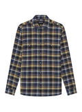 LYLE & SCOTT Brushed Cotton Check Shirt Blue Night/ Green Tan
