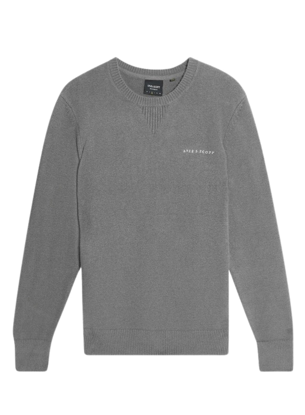LYLE & SCOTT Script Knitted Crew Neck Mid Grey Marl