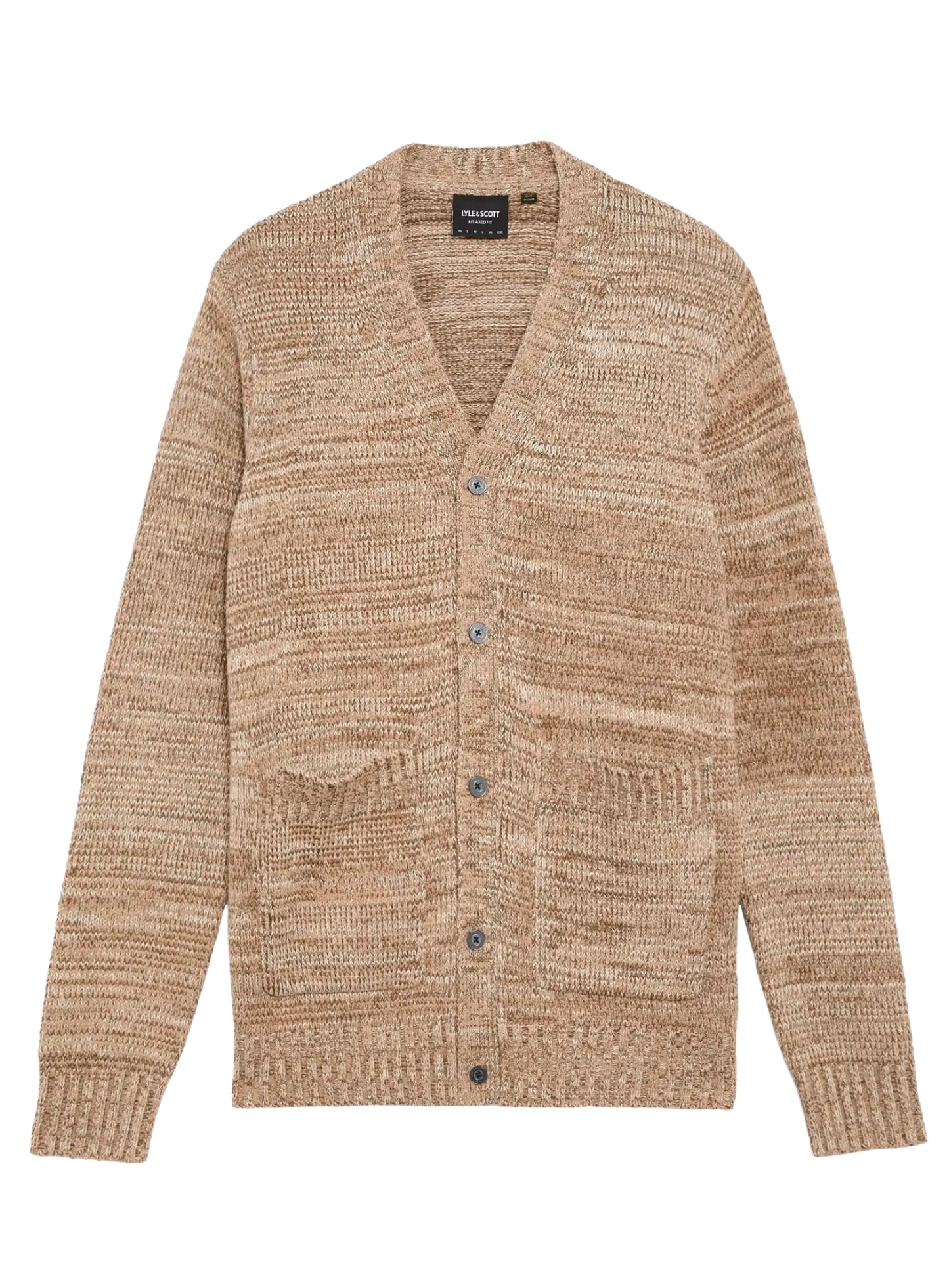 LYLE & SCOTT Multi Marl V Neck Cardigan Tigers Eye Marl