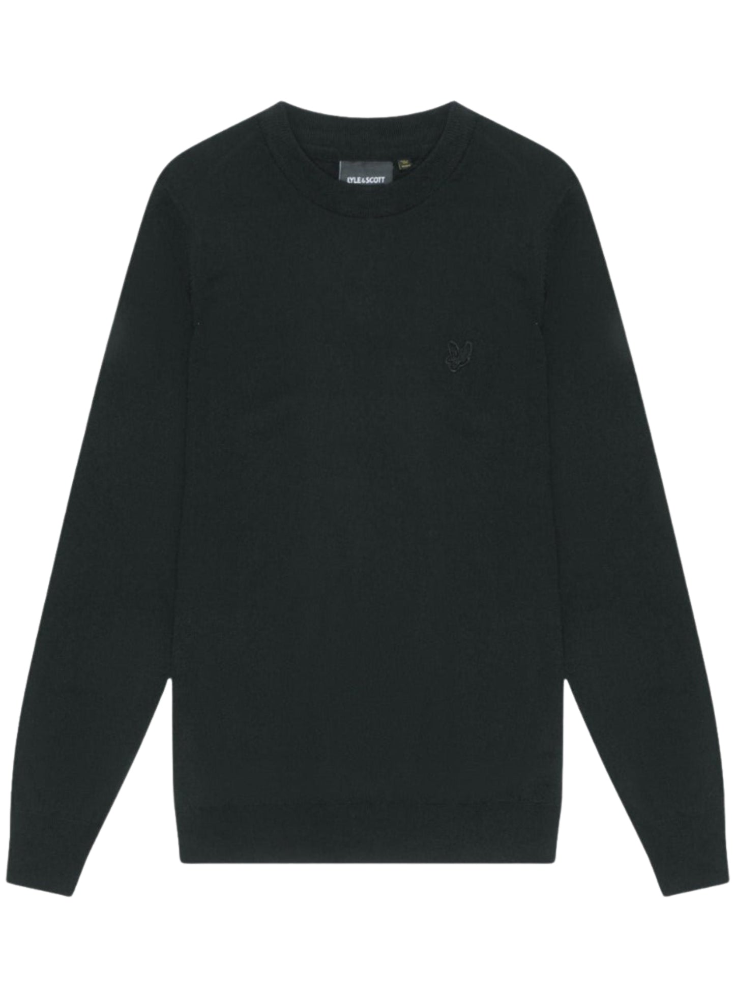 LYLE & SCOTT Tonal Eagle Merino Crew Neck Jumper Jet Black