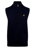 LYLE & SCOTT Cotton Merino Full Zip Knitted Vest Dark Navy
