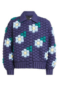 RAXXY 3D Down-Filled Floral Puffer Jacket Navy Blue