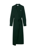 LACOSTE WOMEN Stretch Mini Piqué Wrap Polo Dress Sinople Green