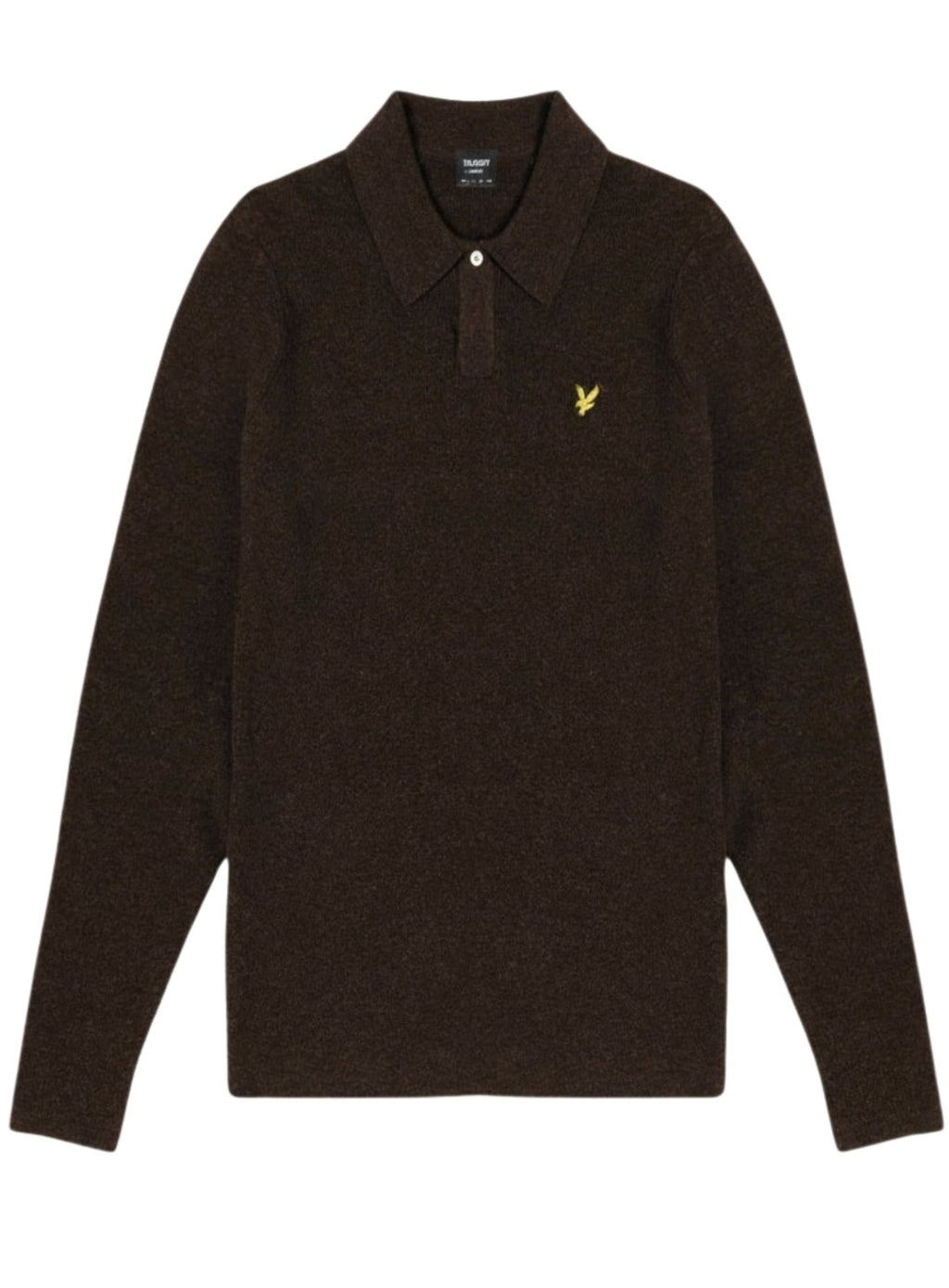 LYLE & SCOTT Lambswool Blend Rugby Jumper Bottle Brown Marl