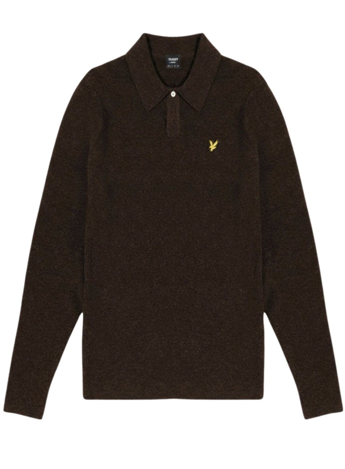 LYLE & SCOTT Lambswool Blend Rugby Jumper Bottle Brown Marl