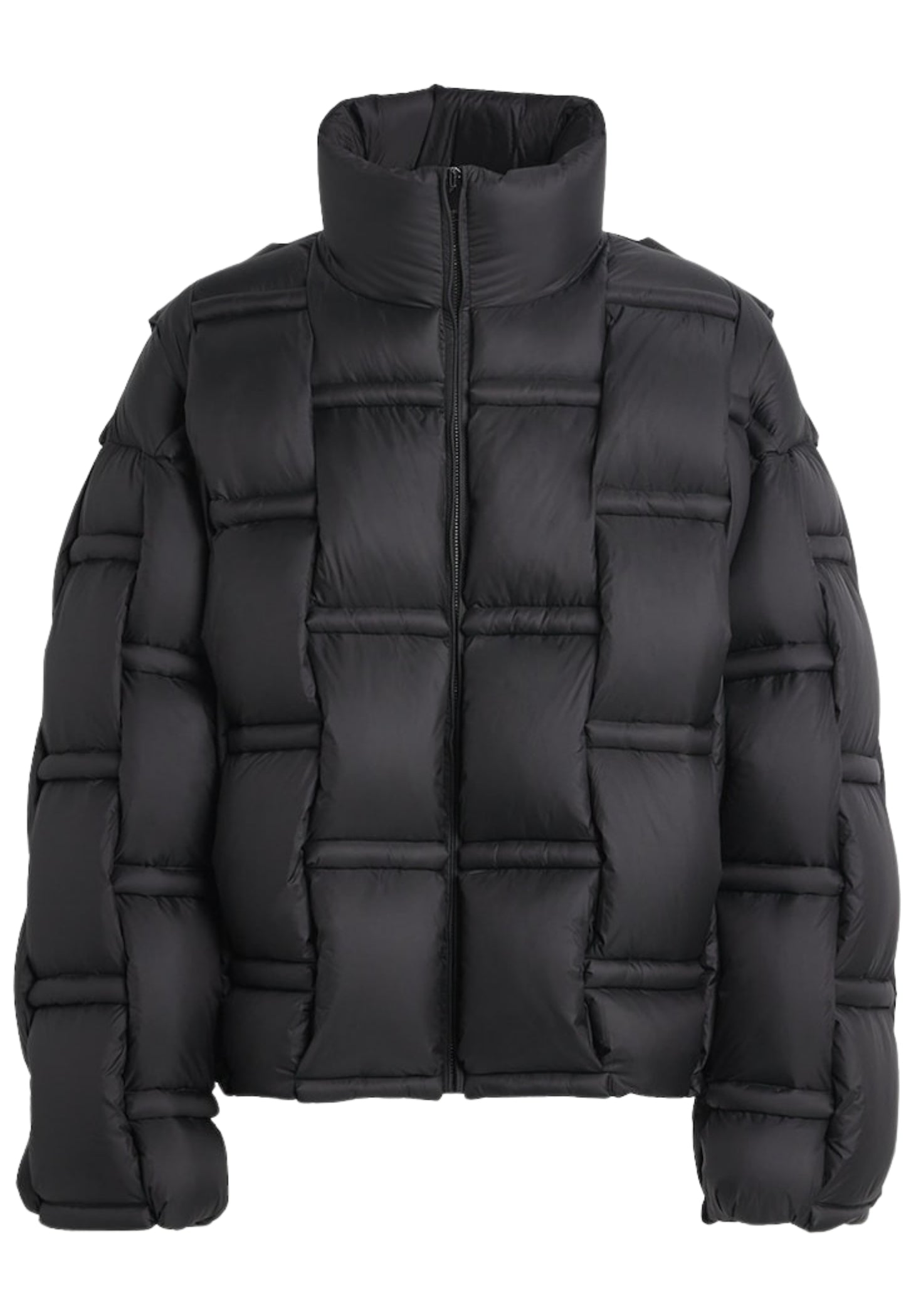 RAXXY 3D Down-Filled Angular Puffer Geometric Padded Jacket Black