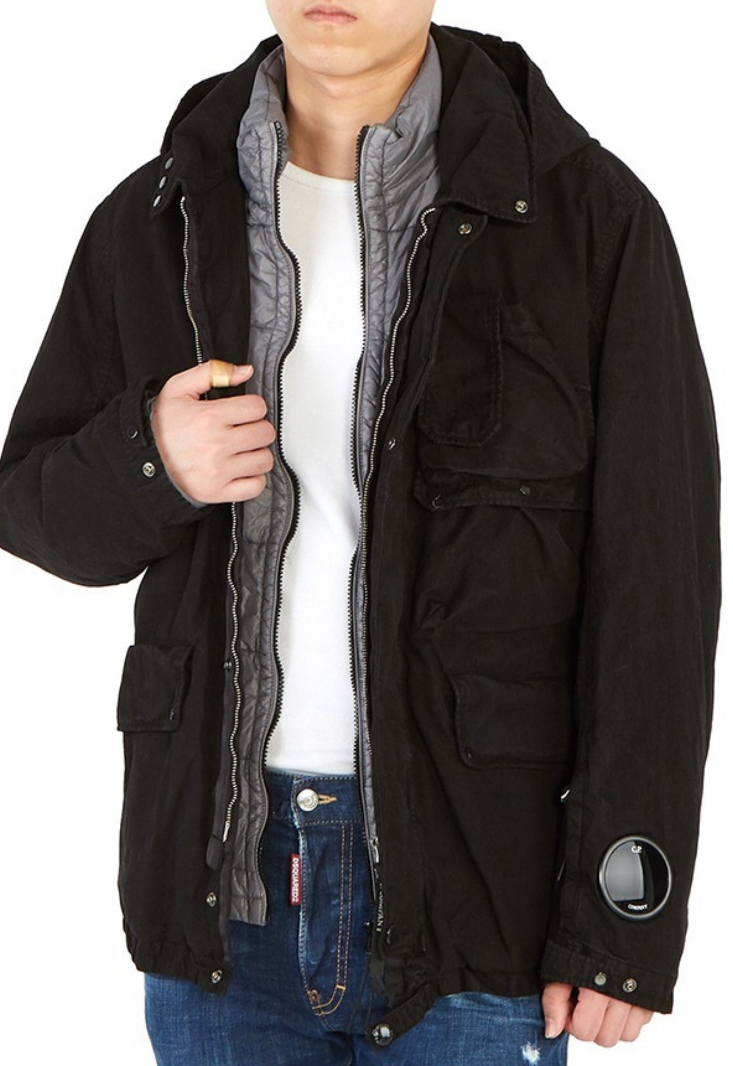 C.P COMPANY Goggle Men's Padded Jumper & Jacket Loose Fit Black