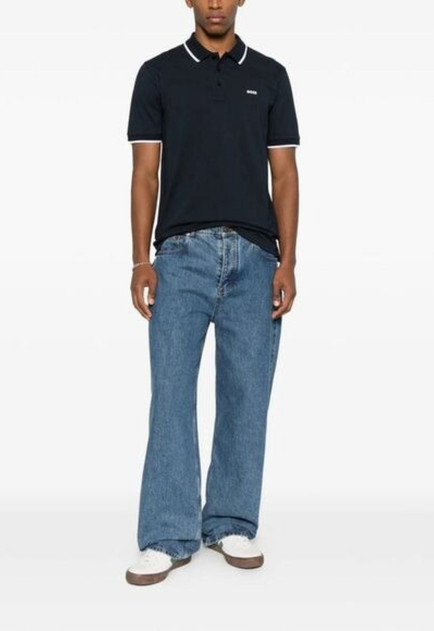 BOSS Parlay 190 Cotton-Piqué Polo Shirt With Contrast Tipping Dark Blue