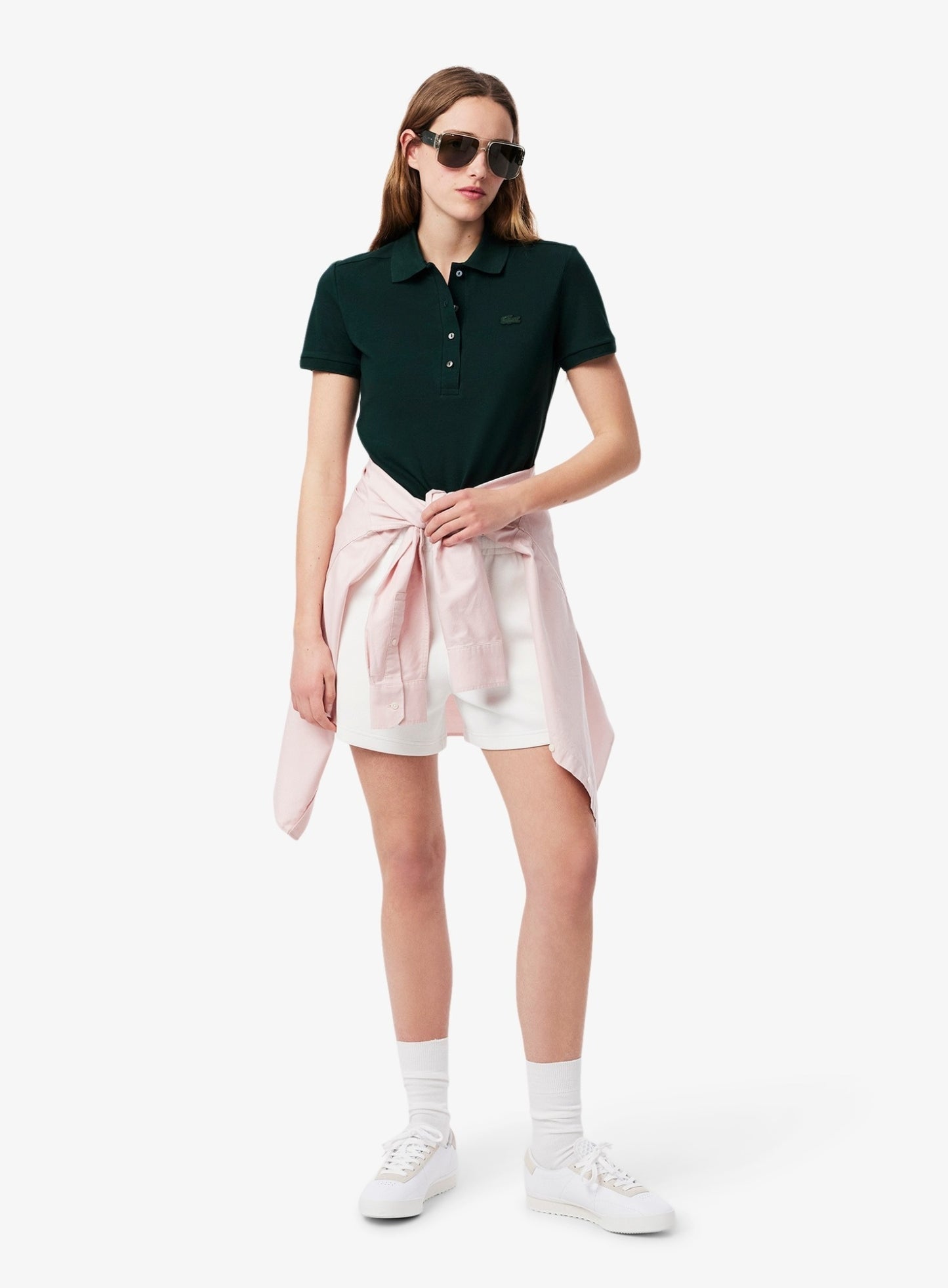LACOSTE WOMEN L.12.D Slim Fit Stretch Piqué Polo Shirt Sinople Green