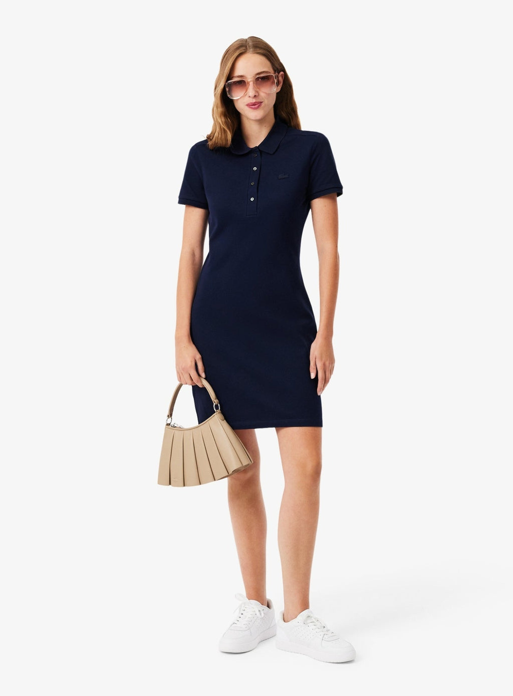 LACOSTE WOMEN Slim Fit Stretch Piqué Polo Dress Midnight Blue