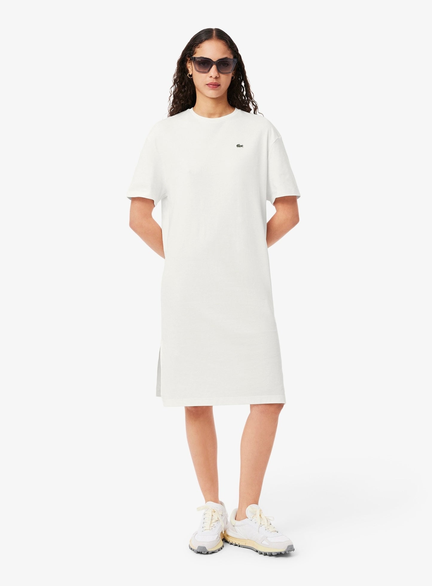 LACOSTE WOMEN Oversized Cotton T-Shirt Dress White