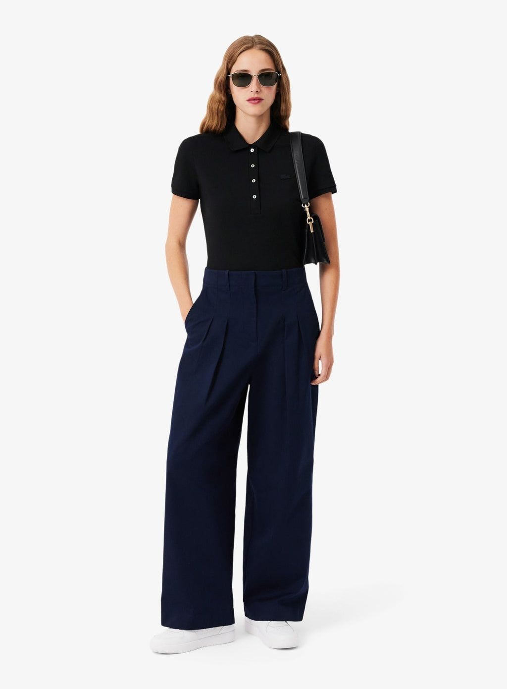 LACOSTE WOMEN L.12.D Slim Fit Stretch Piqué Polo Shirt Black