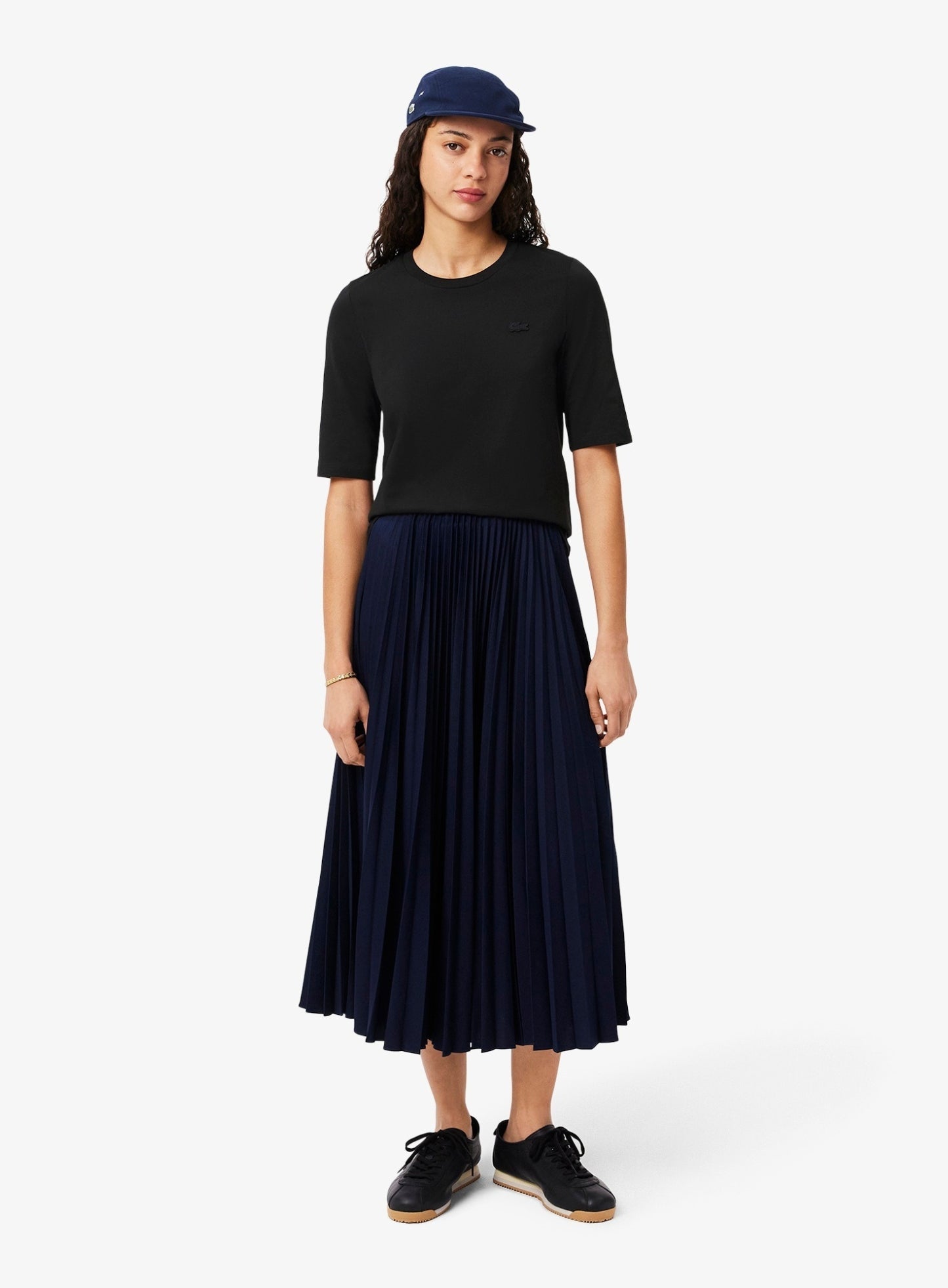 LACOSTE WOMEN Soft Cotton Three Quarter Sleeve T-shirt Black