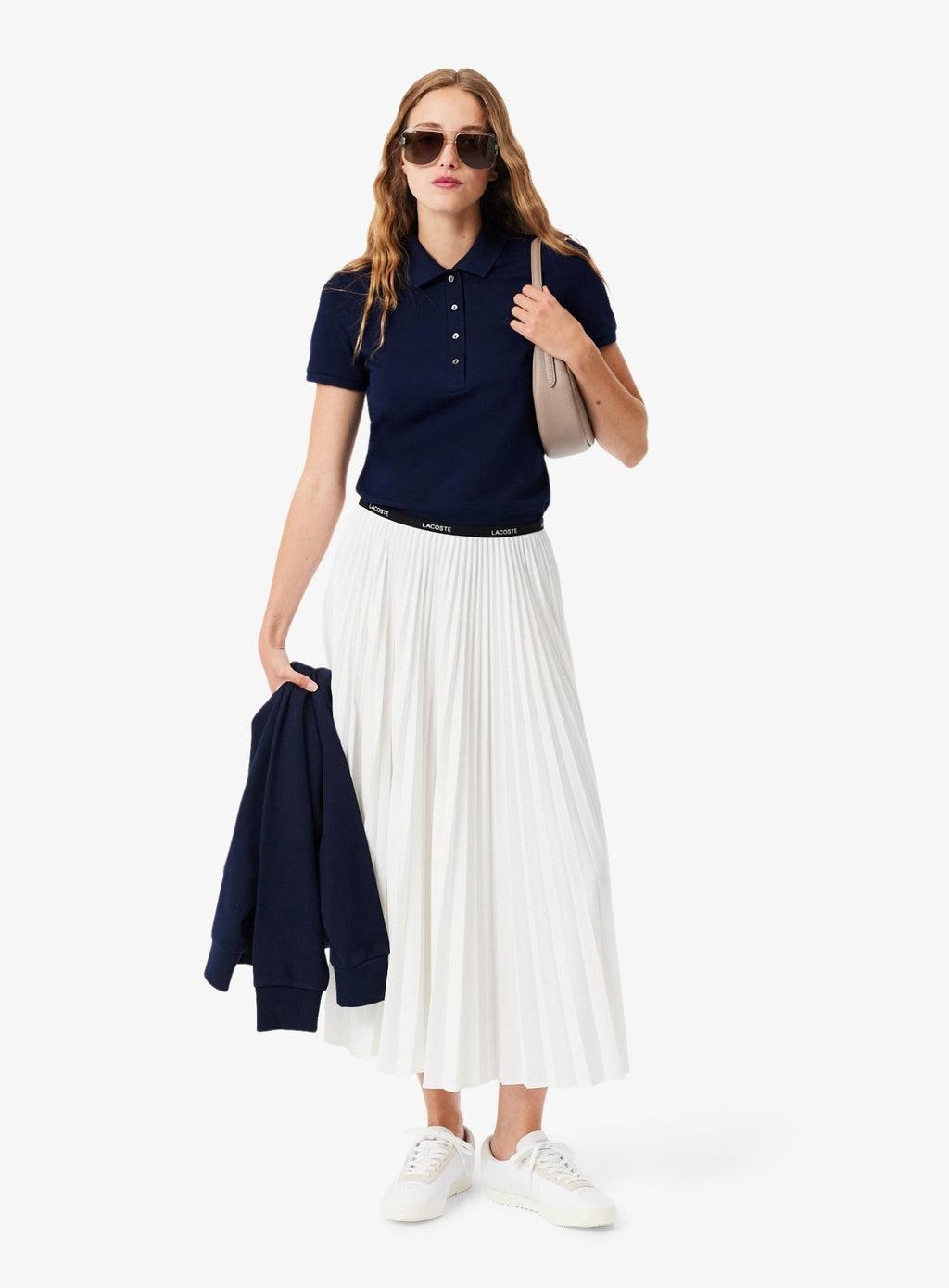 LACOSTE WOMEN L.12.D Slim Fit Stretch Piqué Polo Shirt Midnight Blue