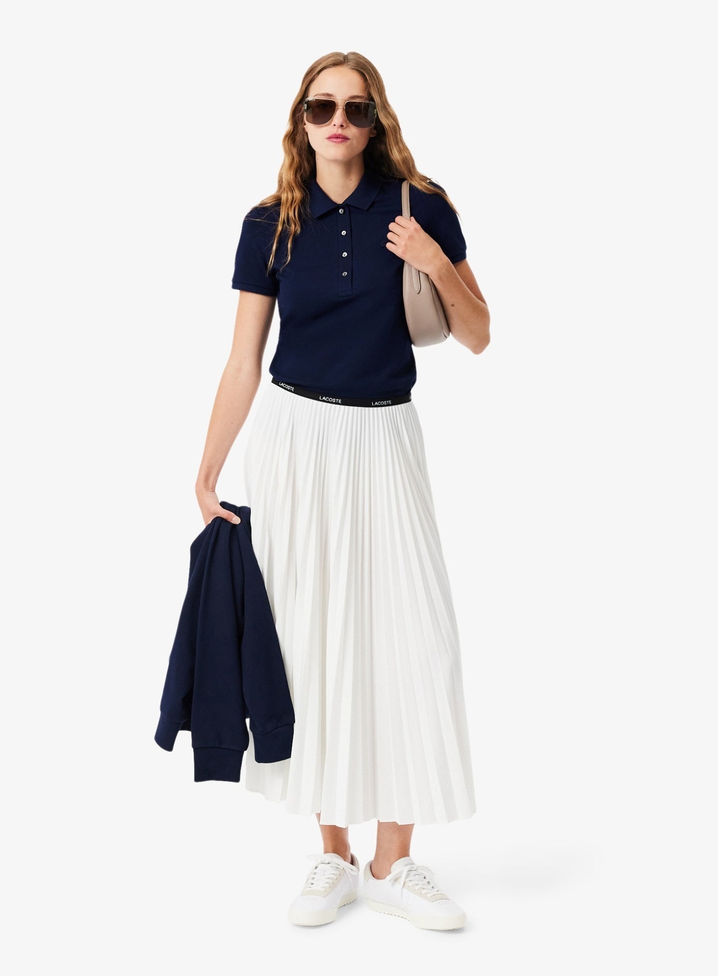 LACOSTE WOMEN L.12.D Slim Fit Stretch Piqué Polo Shirt Midnight Blue