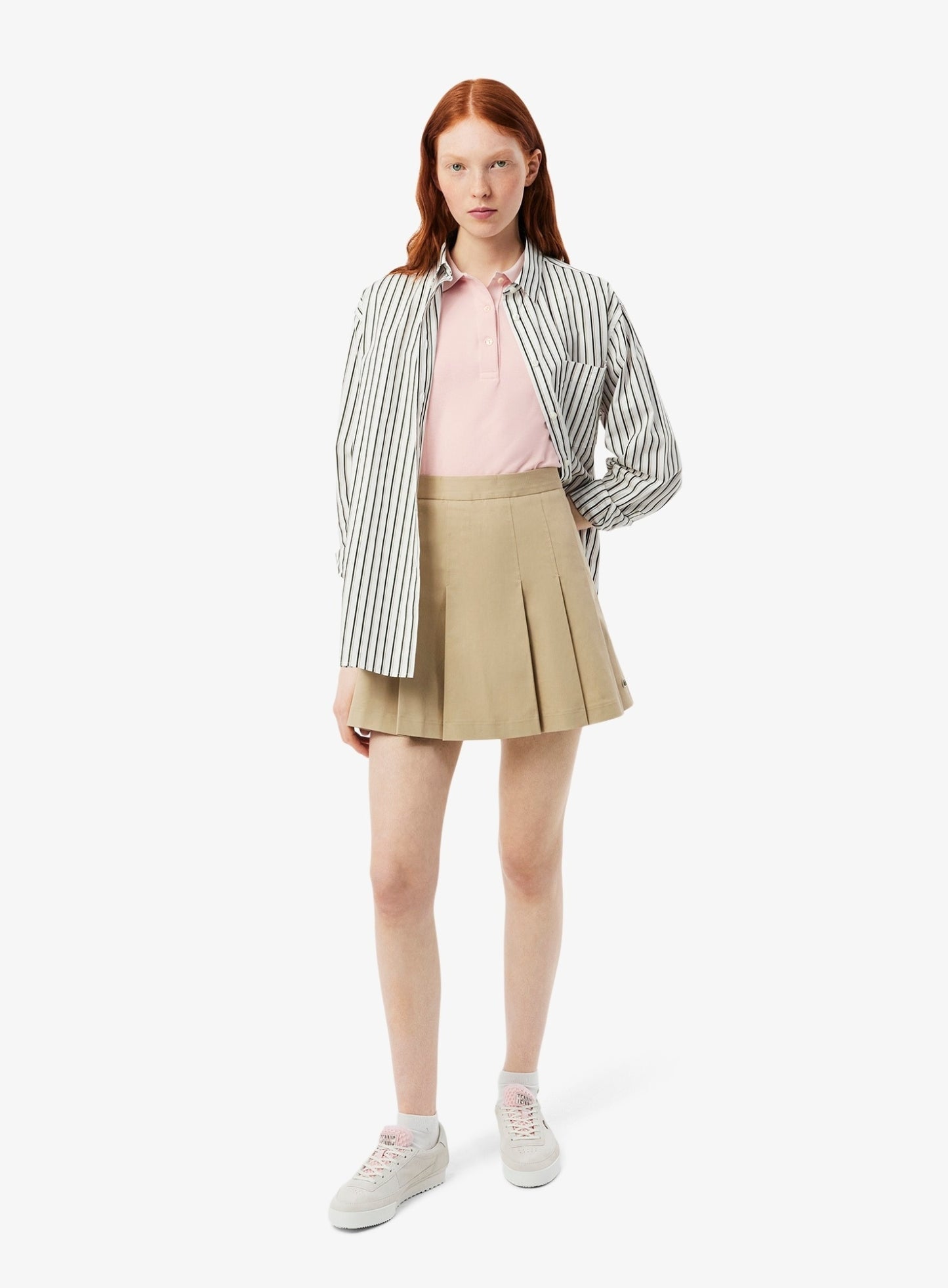 LACOSTE WOMEN Slim Fit L.12.D Three Quarter Sleeve Polo Shirt Light Pink