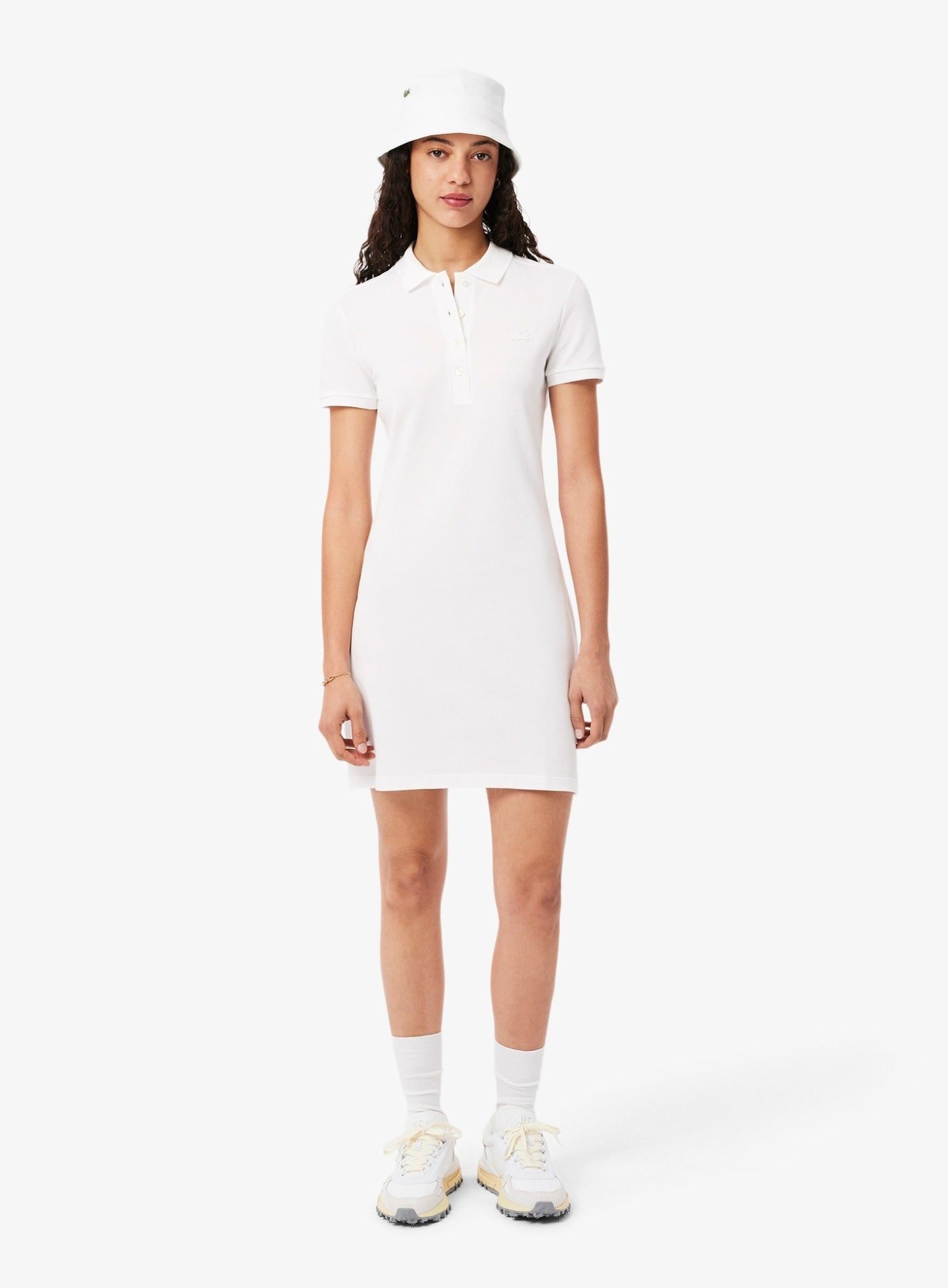 LACOSTE WOMEN Slim Fit Stretch Piqué Polo Dress White