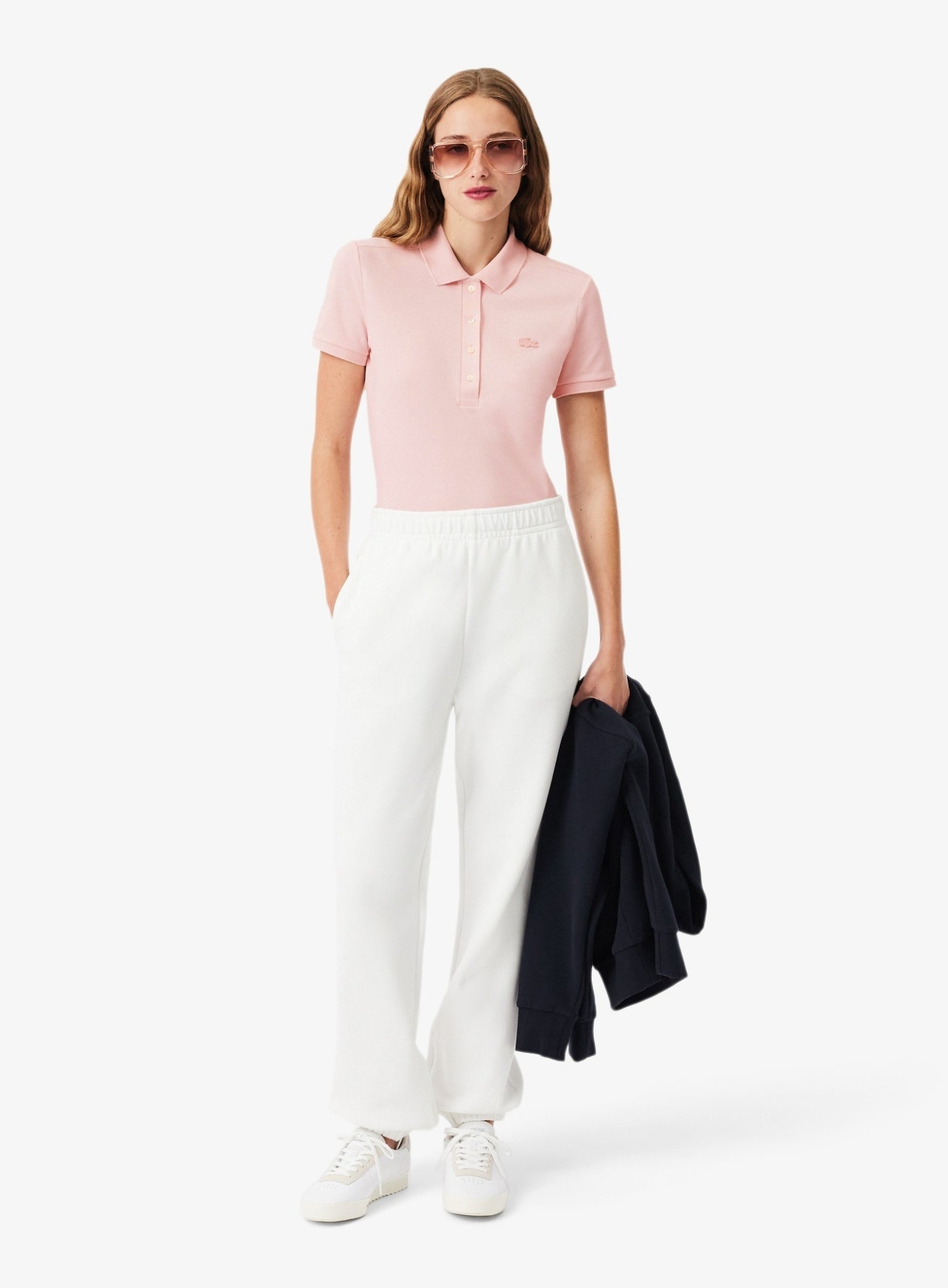 LACOSTE WOMEN L.12.D Slim Fit Stretch Piqué Polo Shirt Light Pink