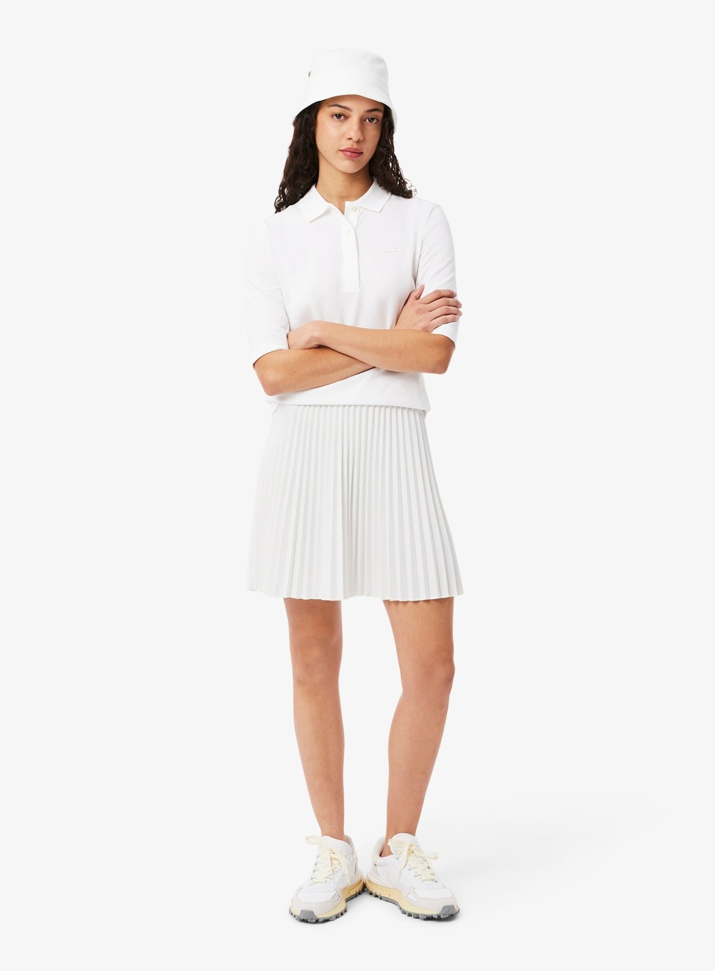 LACOSTE WOMEN Slim Fit L.12.D Three Quarter Sleeve Polo Shirt White