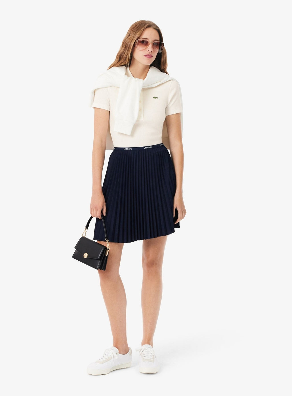 LACOSTE WOMEN Slim Fit L.12.D Ribbed Cotton Short Sleeves Polo Shirt White