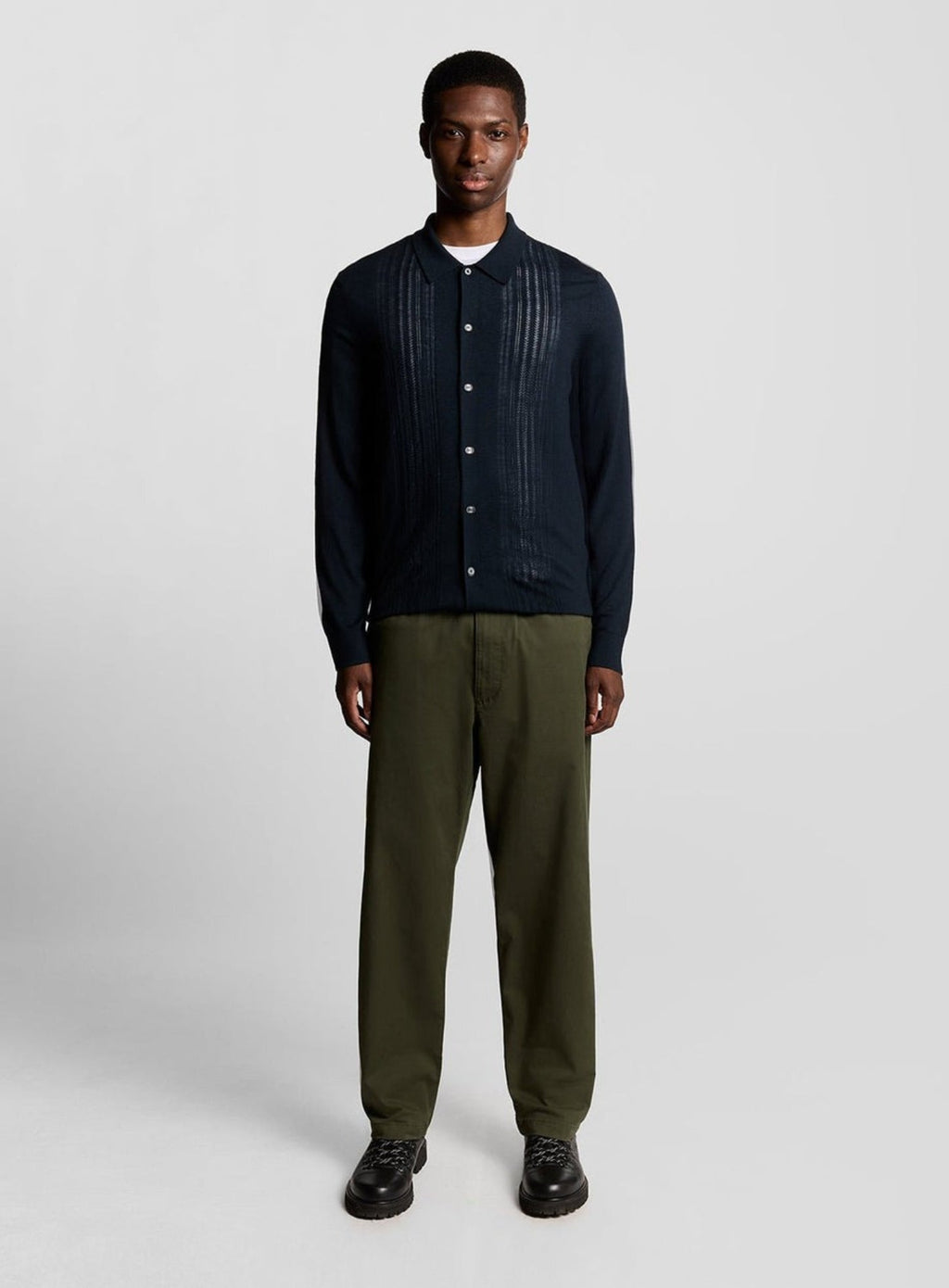 LYLE & SCOTT Cable Knitted Shirt Carbon