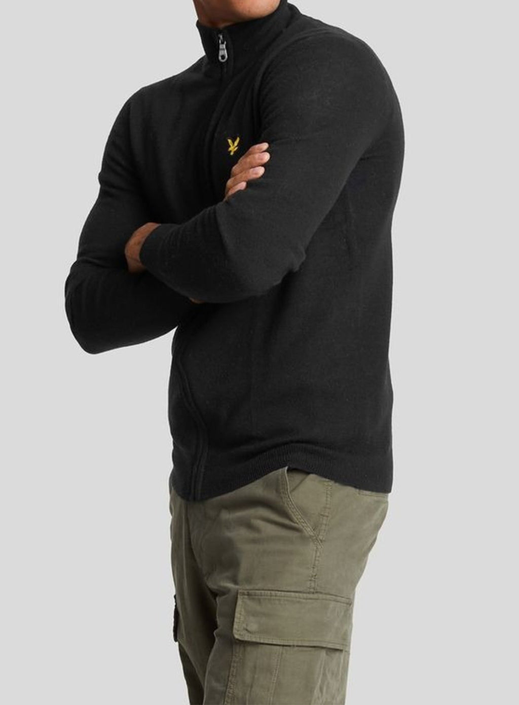 LYLE & SCOTT Lambswool Blend Zip Through Cardigan Jet Black Marl