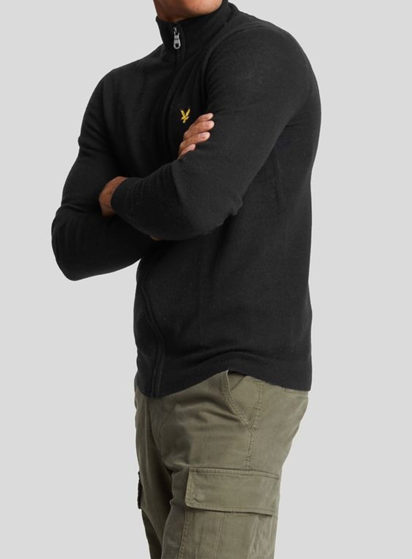 LYLE & SCOTT Lambswool Blend Zip Through Cardigan Jet Black Marl
