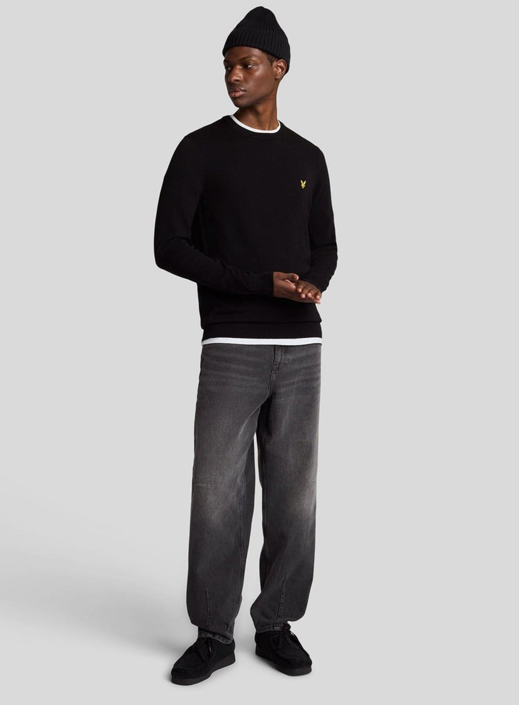 LYLE & SCOTT Cotton Crew Neck Jumper Jet Black