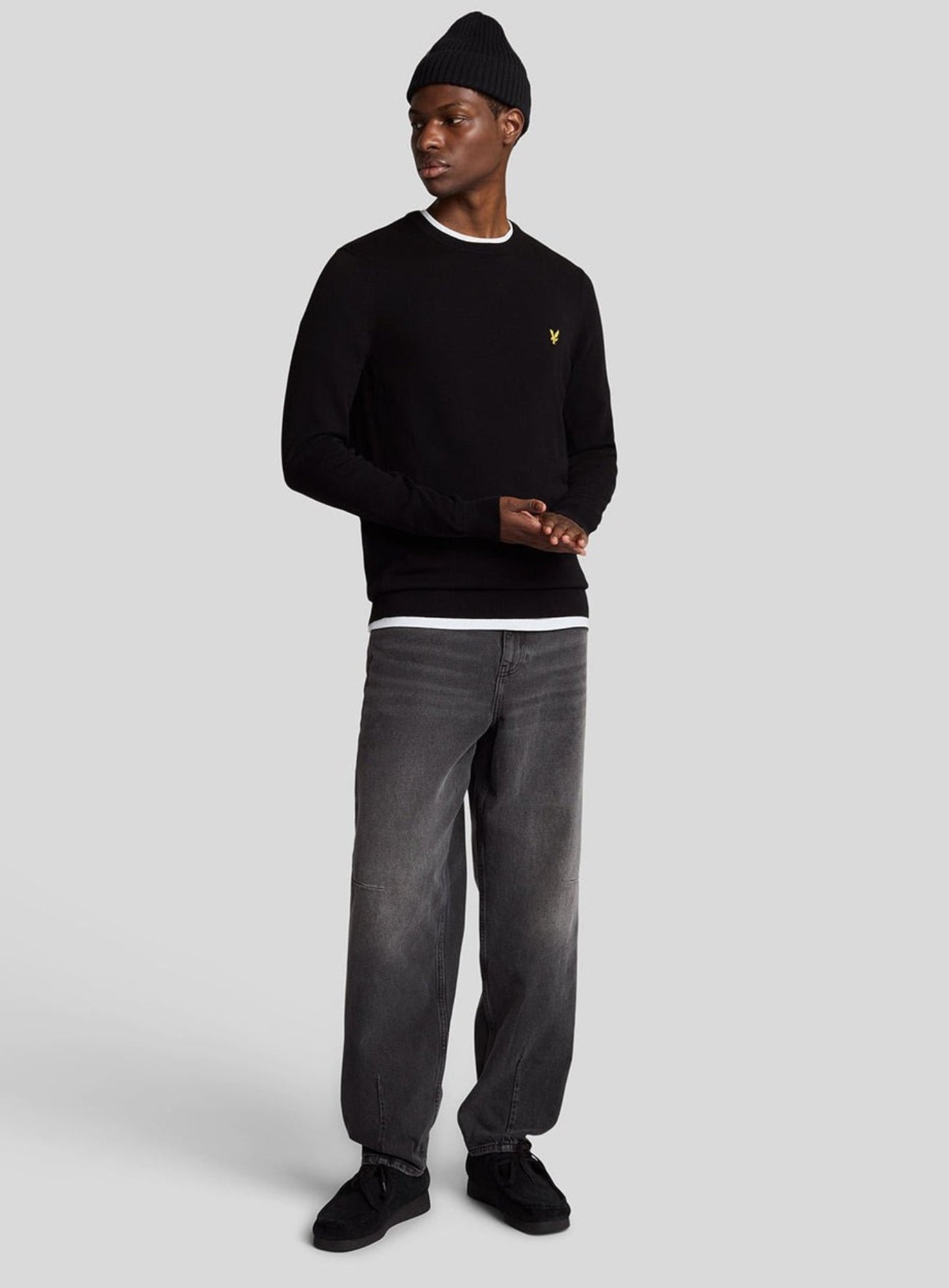 LYLE & SCOTT Cotton Crew Neck Jumper Jet Black
