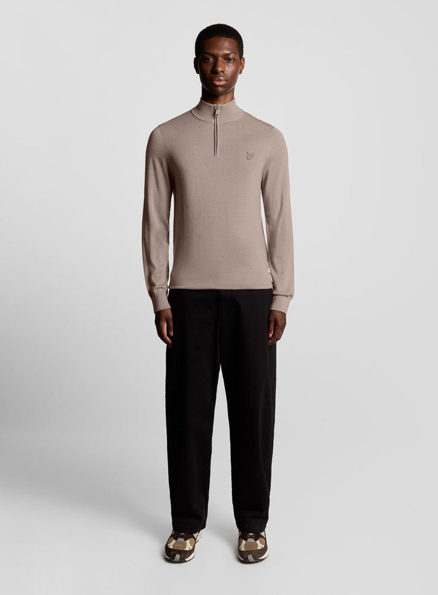 LYLE & SCOTT Merino Wool 1/4 Zip Jumper Cinder