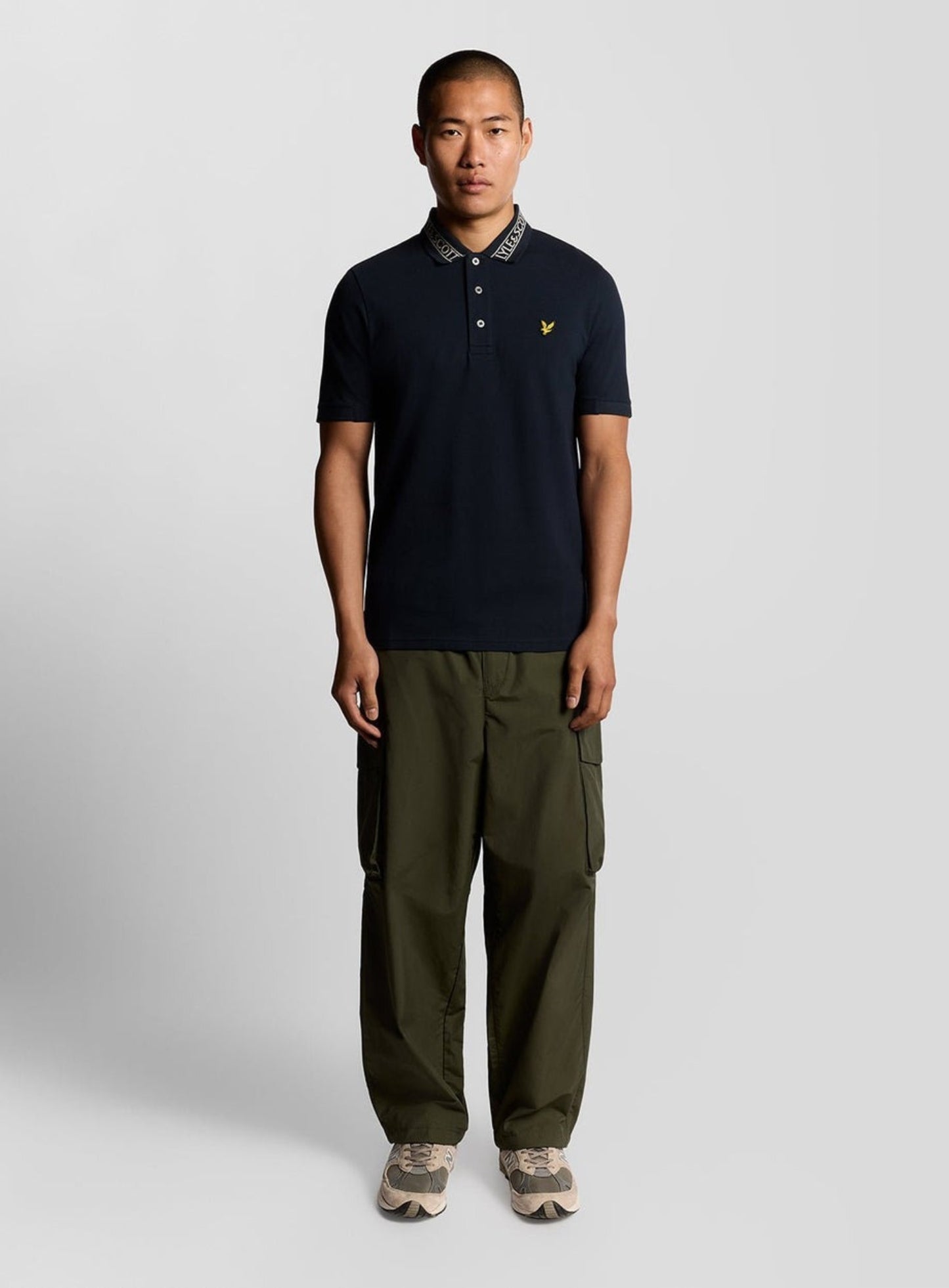 LYLE & SCOTT Collar Logo Ribbed Polo Shirt Dark Navy