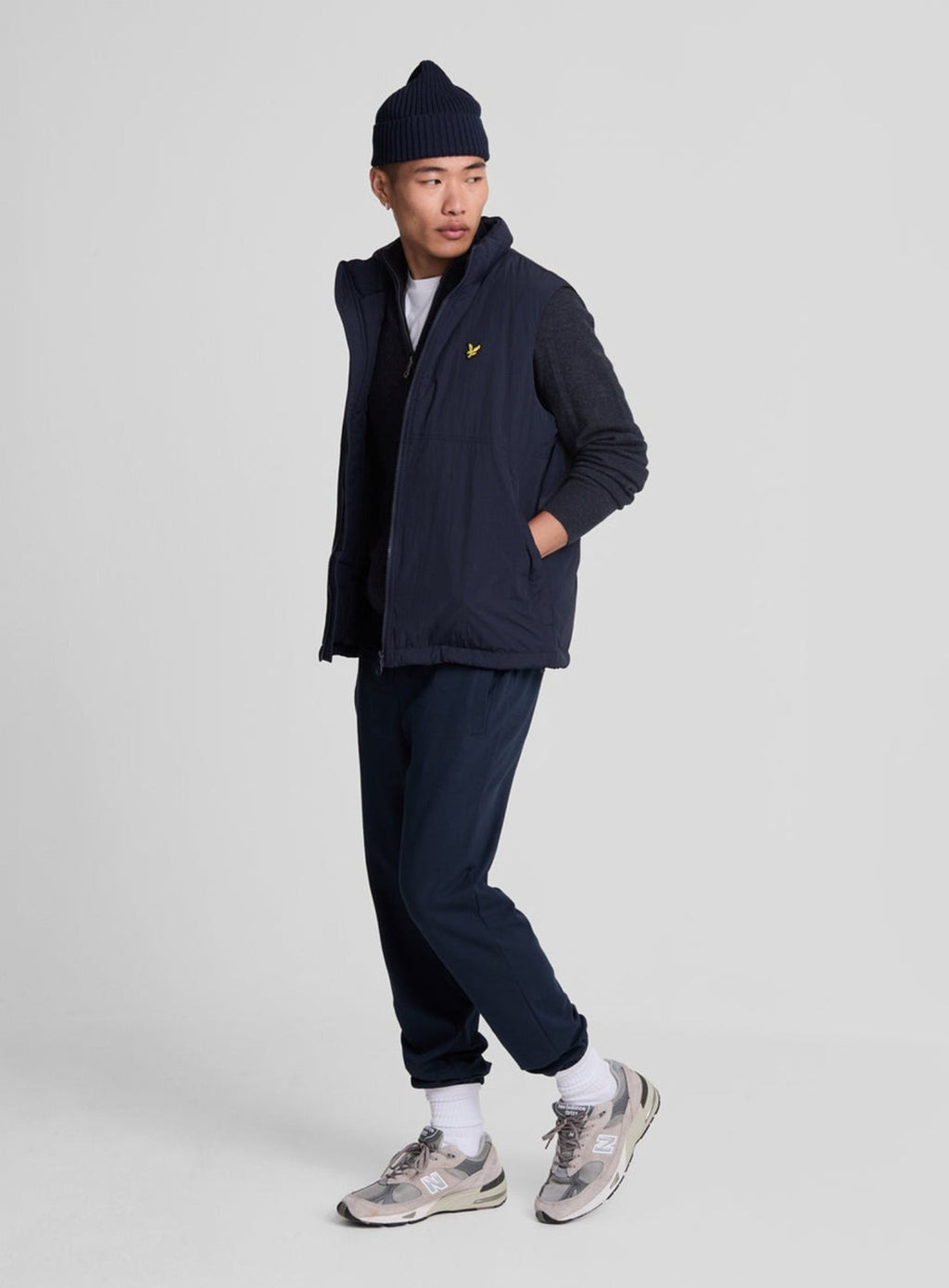 LYLE & SCOTT Lambswool Blend Zip Through Cardigan Dark Navy Marl