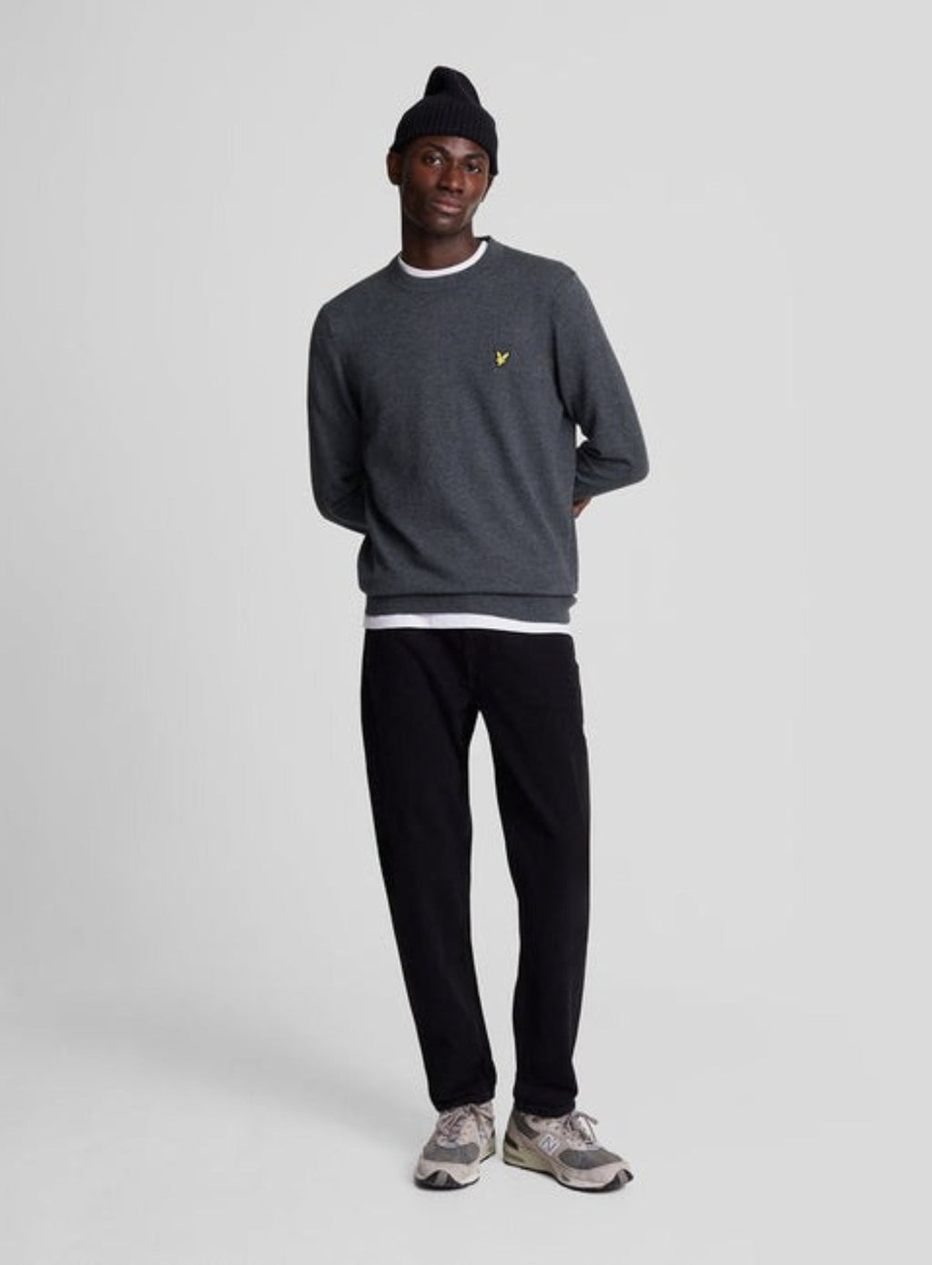 LYLE & SCOTT Cotton Merino Crew Neck Jumper Charcoal Marl