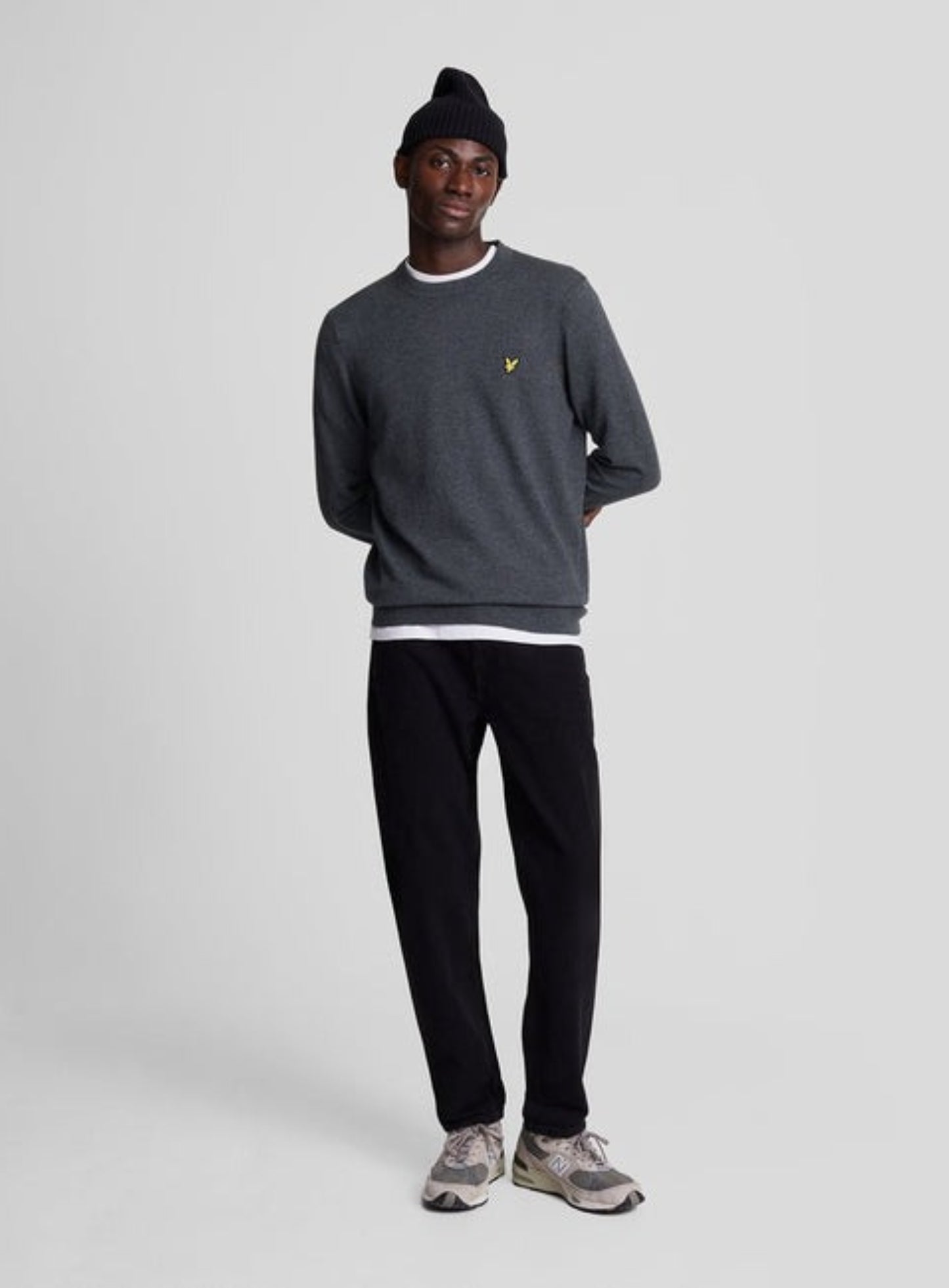 LYLE & SCOTT Cotton Merino Crew Neck Jumper Charcoal Marl