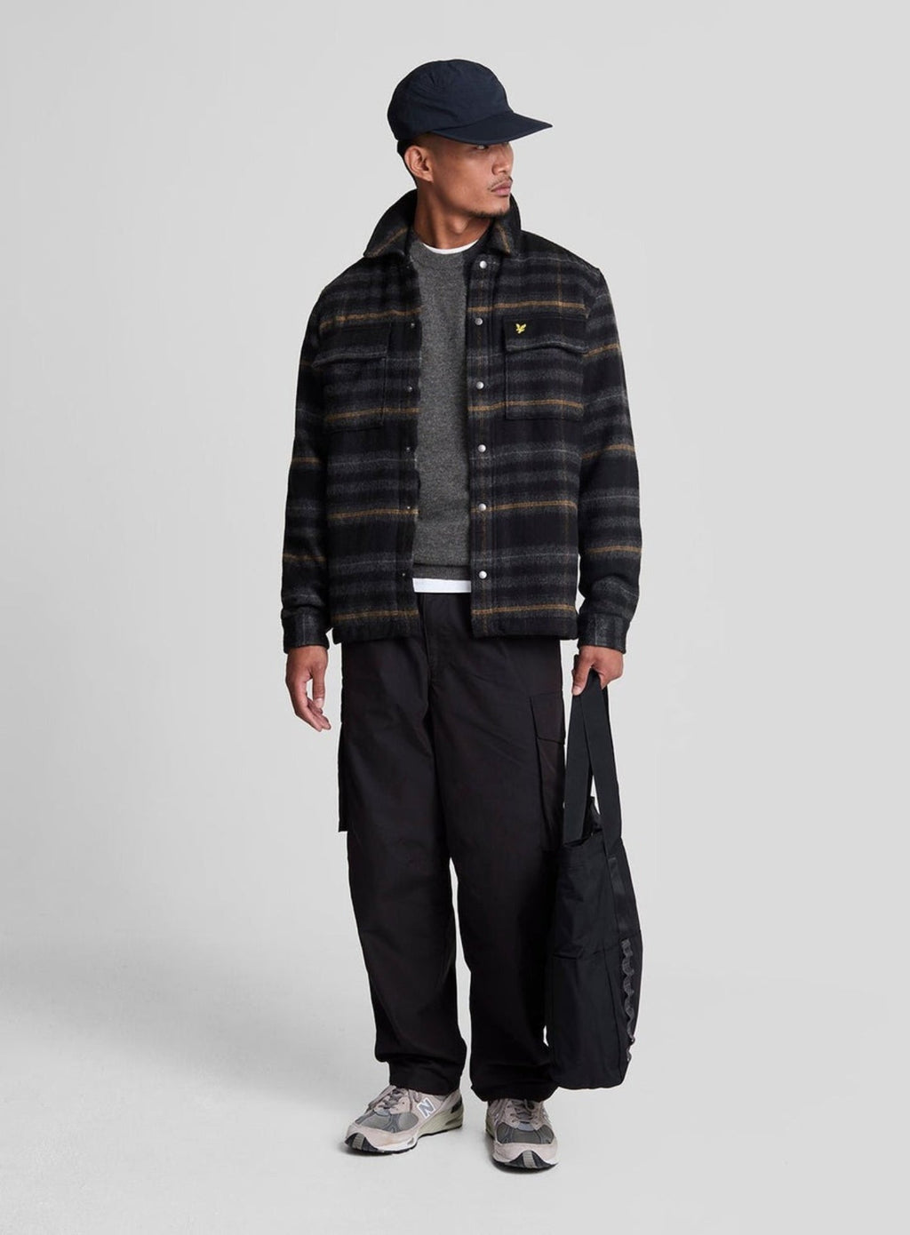 LYLE & SCOTT Lambswool Blend Crew Neck Jumper Charcoal Marl