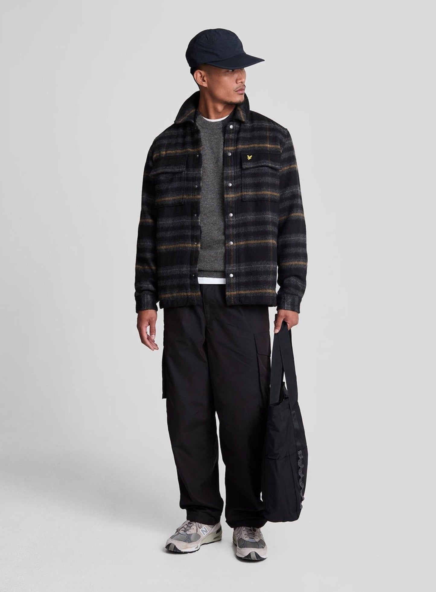 LYLE & SCOTT Lambswool Blend Crew Neck Jumper Charcoal Marl