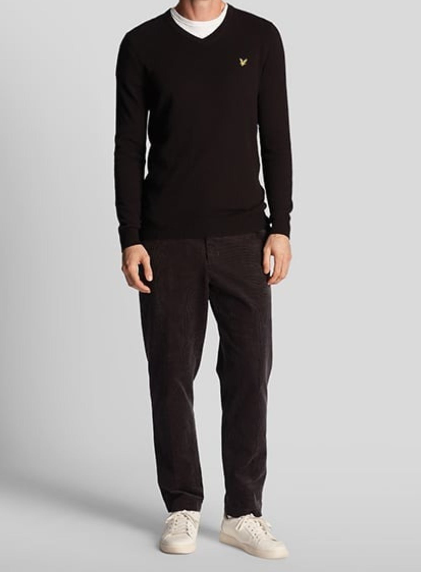 LYLE & SCOTT Cotton Merino V Neck Jumper Jet Black