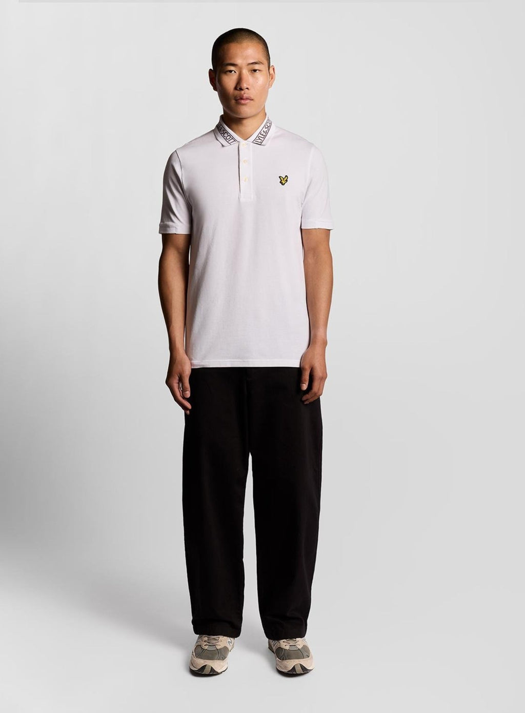 LYLE & SCOTT Collar Logo Ribbed Polo Shirt White Port