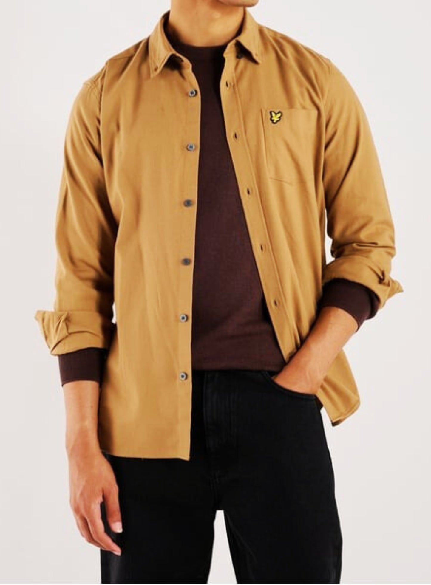 LYLE & SCOTT Plain Flannel Shirt Tigers Eye Orange