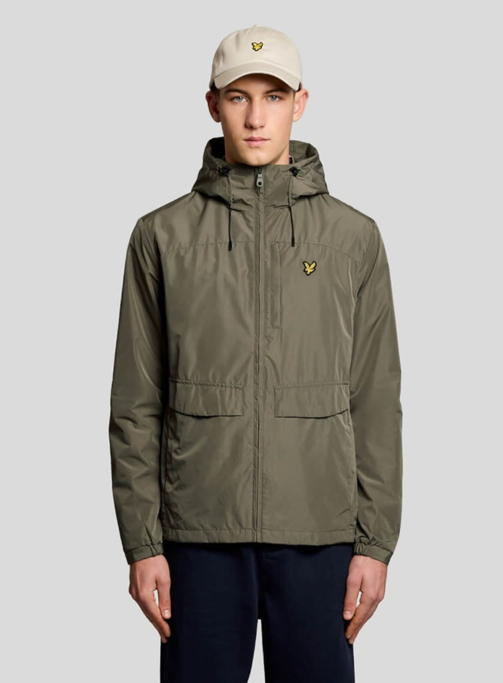 LYLE & SCOTT Lightweight Hooded Zip Through Jacket Khaki Ash